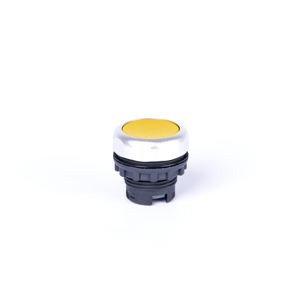 Ex9P1 F y Flat button head, momentary, without printing, yellow