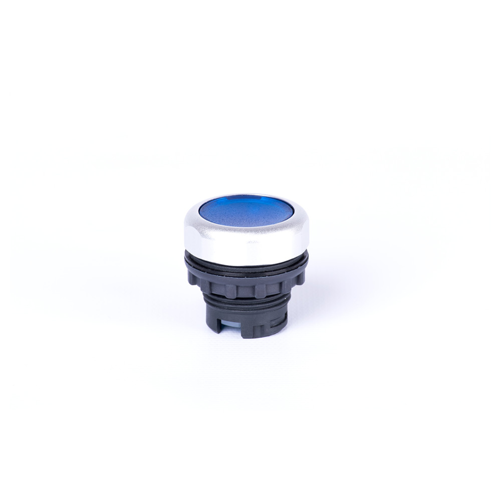 Ex9P1 FI b Flat button head, momentary, without printing, illumination possibility, blue 