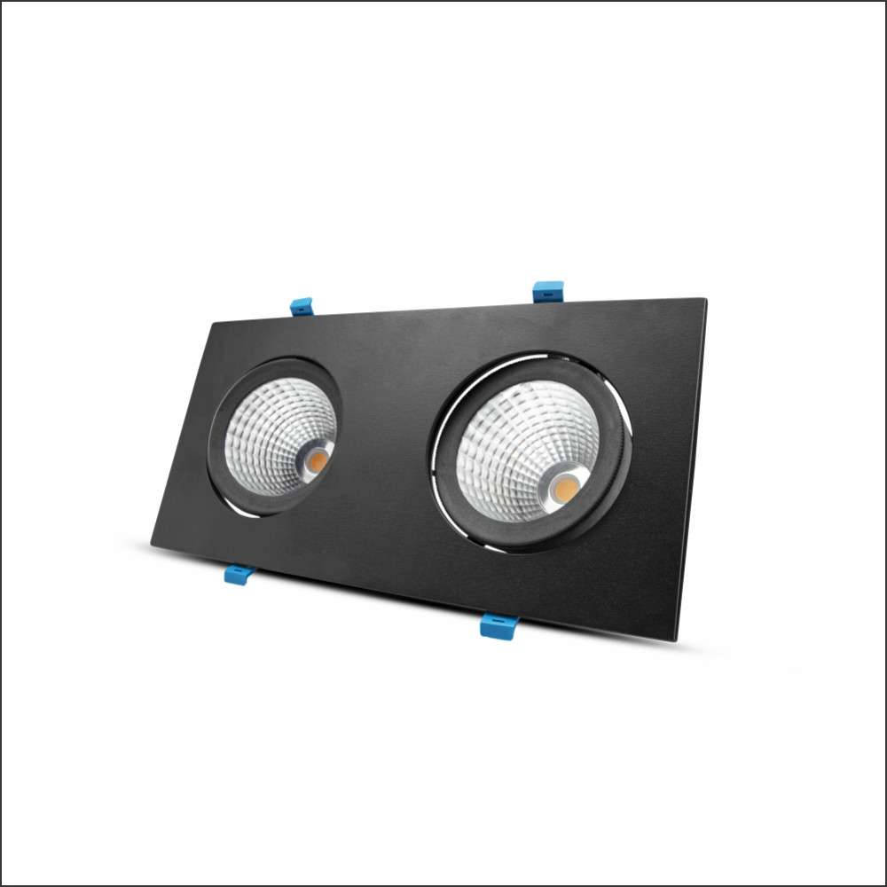 LTD01-28  LAMBARIO-COB-2X35W-SQR-BLC-3000K-CATRO-LED DOWNLIGHT