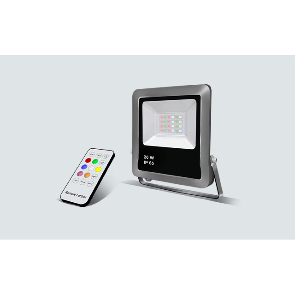 LT62-02092 LAMBARIO-LUMEX-SMD-20W-D.GREY-RGB-WITHREMOTE-IP65-LED FLOODLIGHT F592