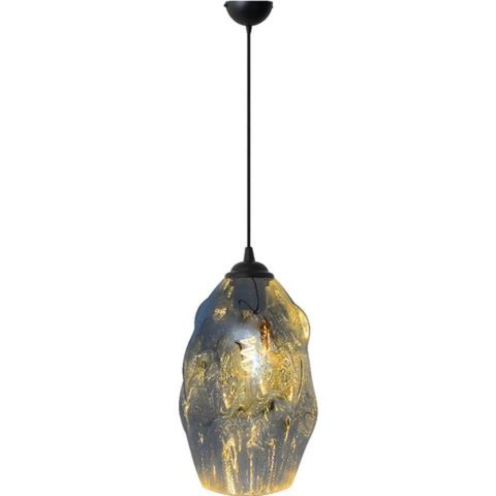 021-014-0002 CHROME OVAL E27 GLASS PENDANT LAMP